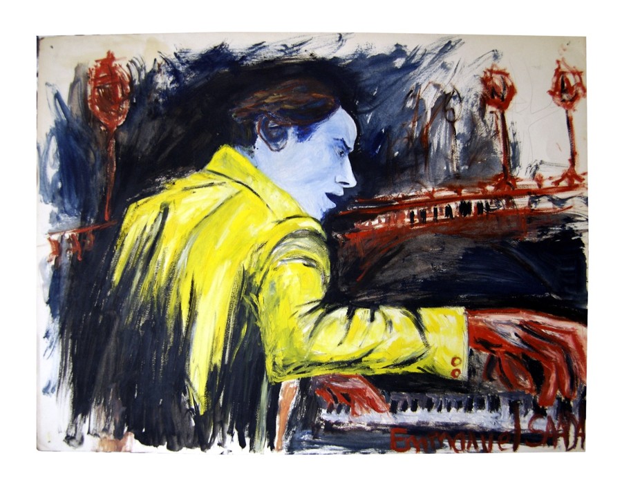 Peinture d’Emmanuel Saada · figure au piano